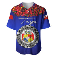 (Custom Personalised) Tonga Emancipation Day Baseball Jersey Independence Day - Unique Kahoa Heilala Flower - Blue LT8 - Polynesian Pride