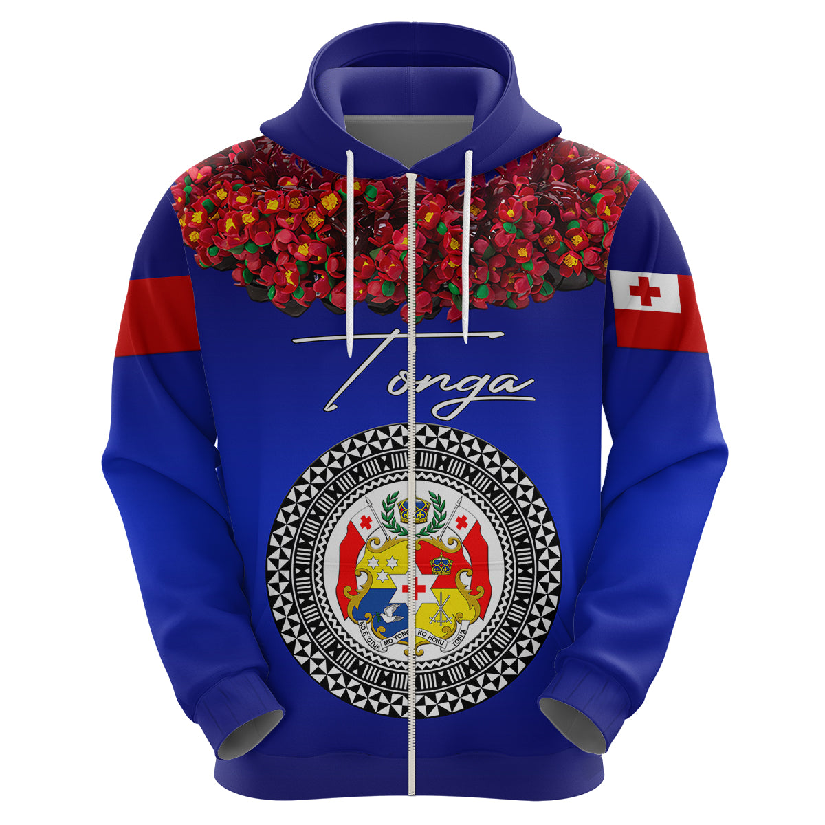 Custom Tonga Hoodie Emancipation Day Unique Kahoa Heilala Flower Blue LT8 - Polynesian Pride