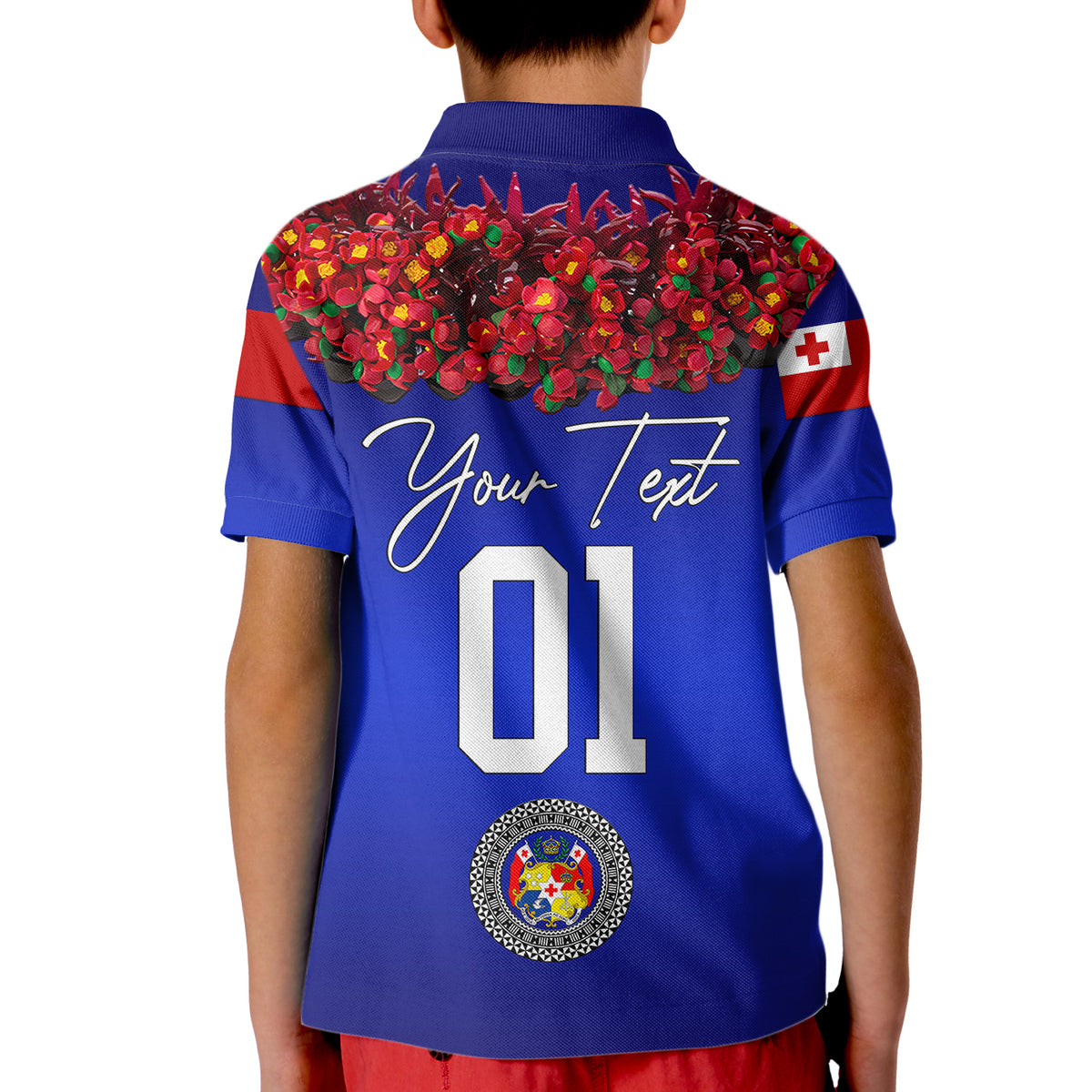 (Custom Personalised) Tonga Emancipation Day Kid Polo Shirt Independence Day - Unique Kahoa Heilala Flower - Blue LT8 - Polynesian Pride