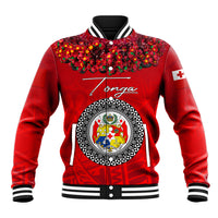 (Custom Personalised) Tonga Emancipation Day Baseball Jacket Independence Day - Kupesi Kahoa Heilala Flower - Red LT8 Unisex Red - Polynesian Pride