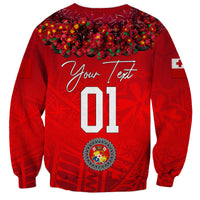 (Custom Personalised) Tonga Emancipation Day Sweatshirt Independence Day - Kupesi Kahoa Heilala Flower - Red LT8 - Polynesian Pride