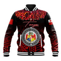 (Custom Personalised) Tonga Emancipation Day Baseball Jacket Independence Day - Kupesi Kahoa Heilala Flower - Black LT8 Unisex Black - Polynesian Pride