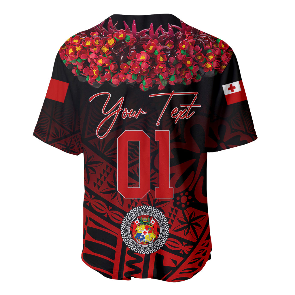 (Custom Personalised) Tonga Emancipation Day Baseball Jersey Independence Day - Kupesi Kahoa Heilala Flower - Black LT8 - Polynesian Pride