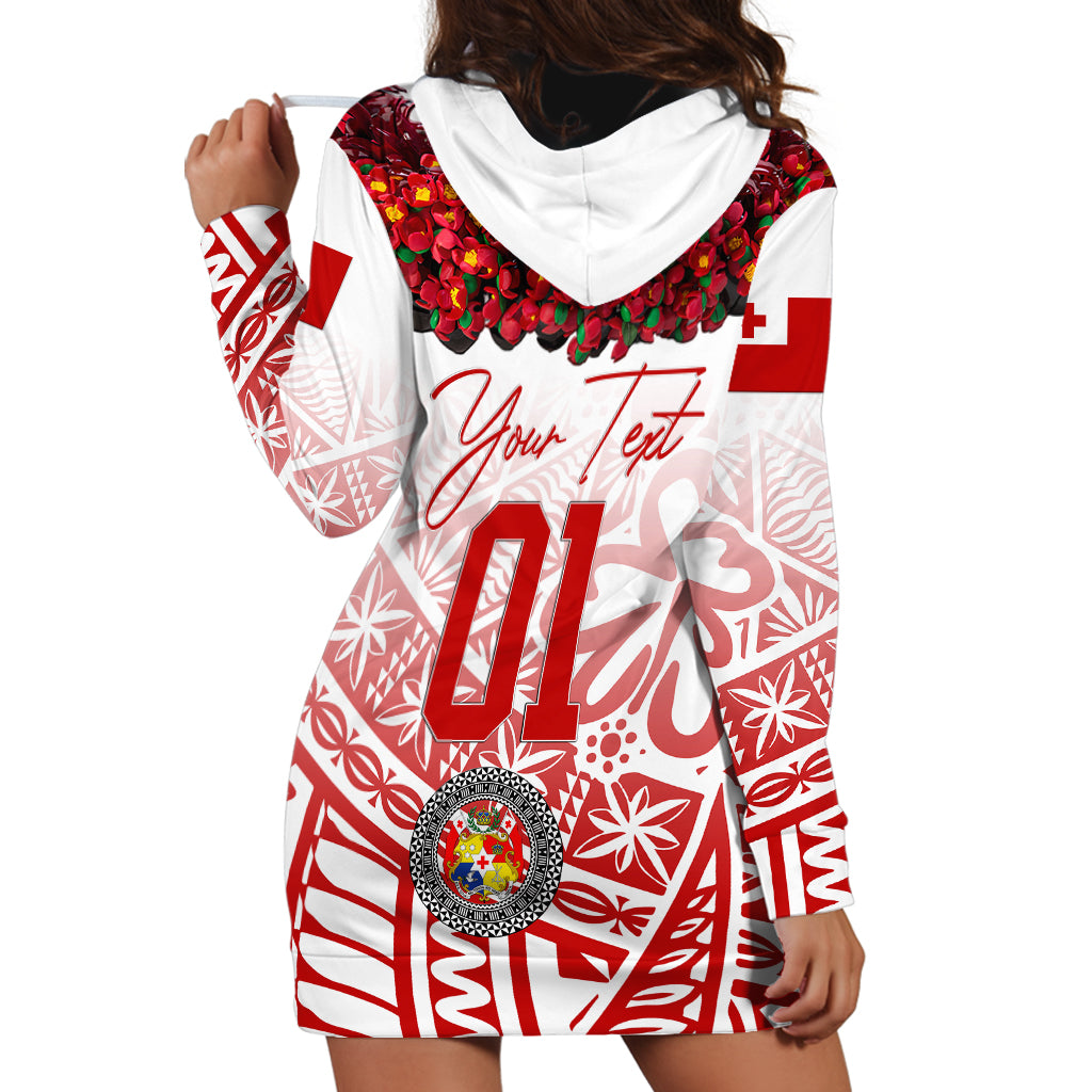 (Custom Personalised) Tonga Emancipation Day Hoodie Dress Independence Day - Kupesi Kahoa Heilala Flower - White LT8 - Polynesian Pride