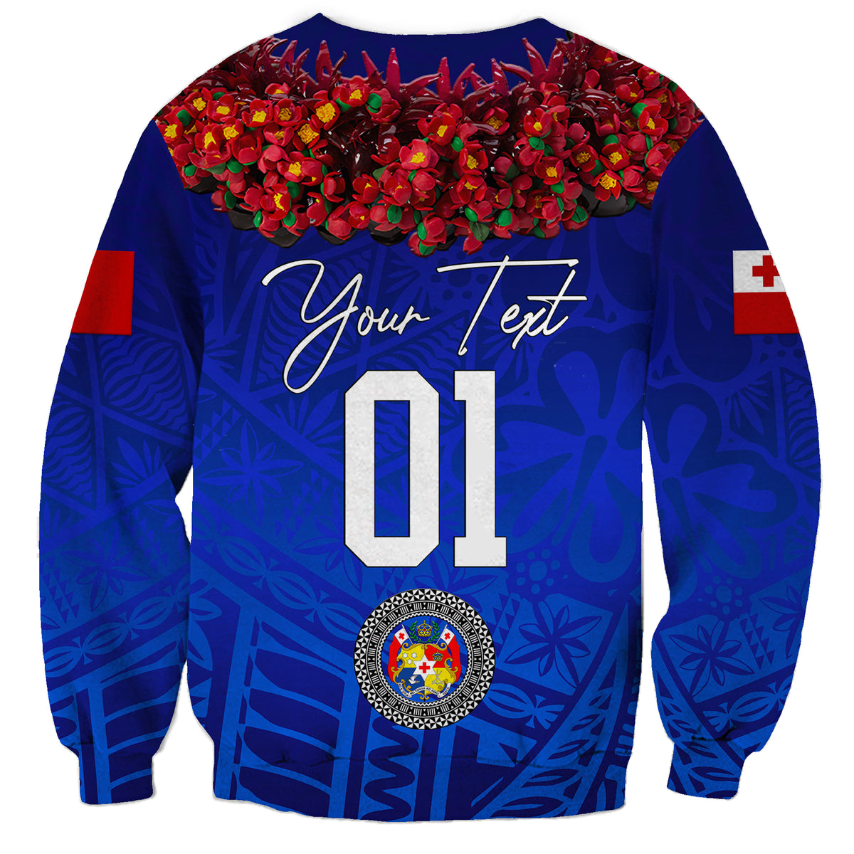 (Custom Personalised) Tonga Emancipation Day Sweatshirt Independence Day - Kupesi Kahoa Heilala Flower - Blue LT8 - Polynesian Pride