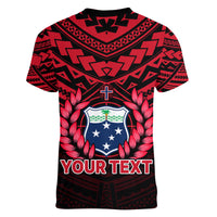 (Custom Personalised) Samoa Independence Day Women V Neck T Shirt Ulafa Polynesian Unique Red No1 LT9 - Polynesian Pride