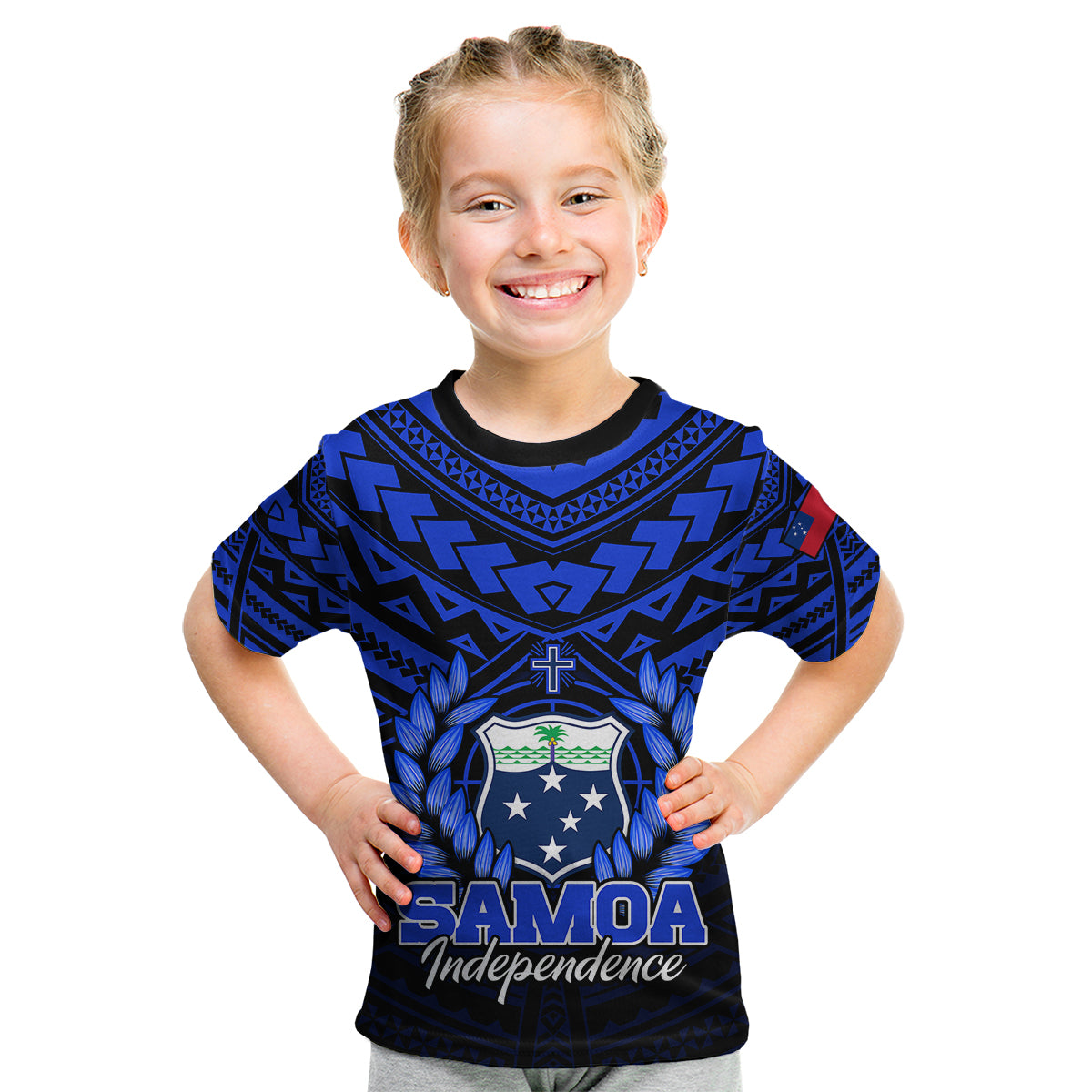 (Custom Personalised) Samoa Independence Day Kid T Shirt Ulafa Polynesian Unique Blue No1 LT9 Youth XL Size14 - Polynesian Pride