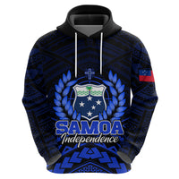 Custom Samoa Independence Day Hoodie Ulafa Polynesian Unique Blue No2 LT9 Zip Hoodie Blue - Polynesian Pride