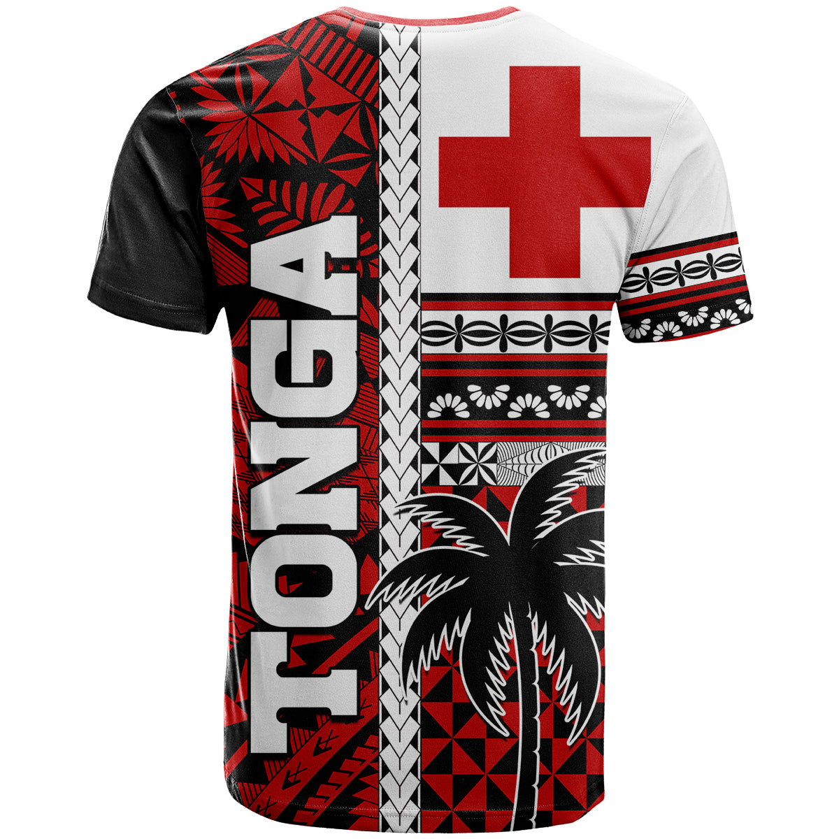 Tonga Kupesi Ngatu T Shirt Proud Tonga with Flag and Palm Tree LT9 - Polynesian Pride