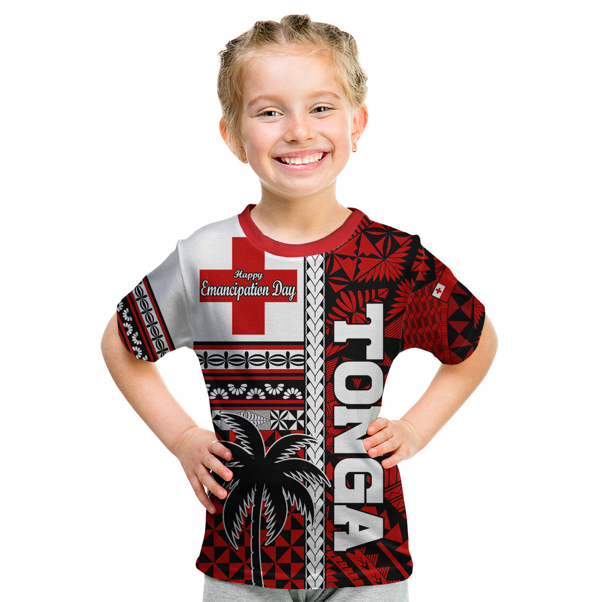 Tonga Independence Day Kid T-Shirt - Proud Tongan Emancipation with Kupesi Ngatu LT9 Youth XL Size14 - Polynesian Pride