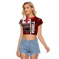 Tonga Independence Day Raglan Cropped T Shirt Proud Tongan Emancipation with Kupesi Ngatu LT9 Female Red - Polynesian Pride