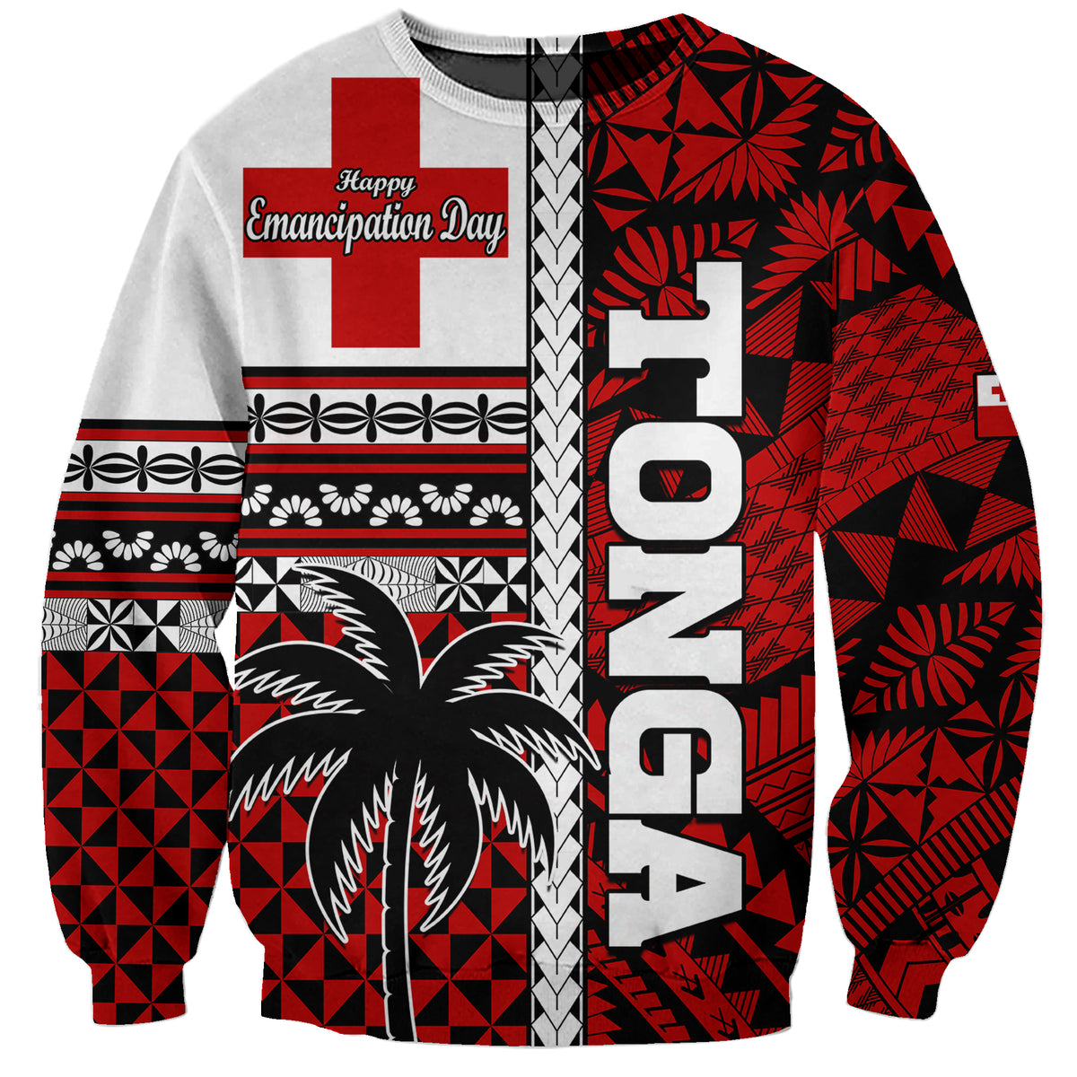 Tonga Independence Day Sweatshirt Proud Tongan Emancipation with Kupesi Ngatu LT9 Unisex Red - Polynesian Pride