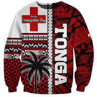 Tonga Independence Day Sweatshirt Proud Tongan Emancipation with Kupesi Ngatu LT9 Unisex Red - Polynesian Pride