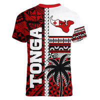 Tonga Independence Day Women V Neck T Shirt Proud Tongan Emancipation with Kupesi Ngatu LT9 - Polynesian Pride