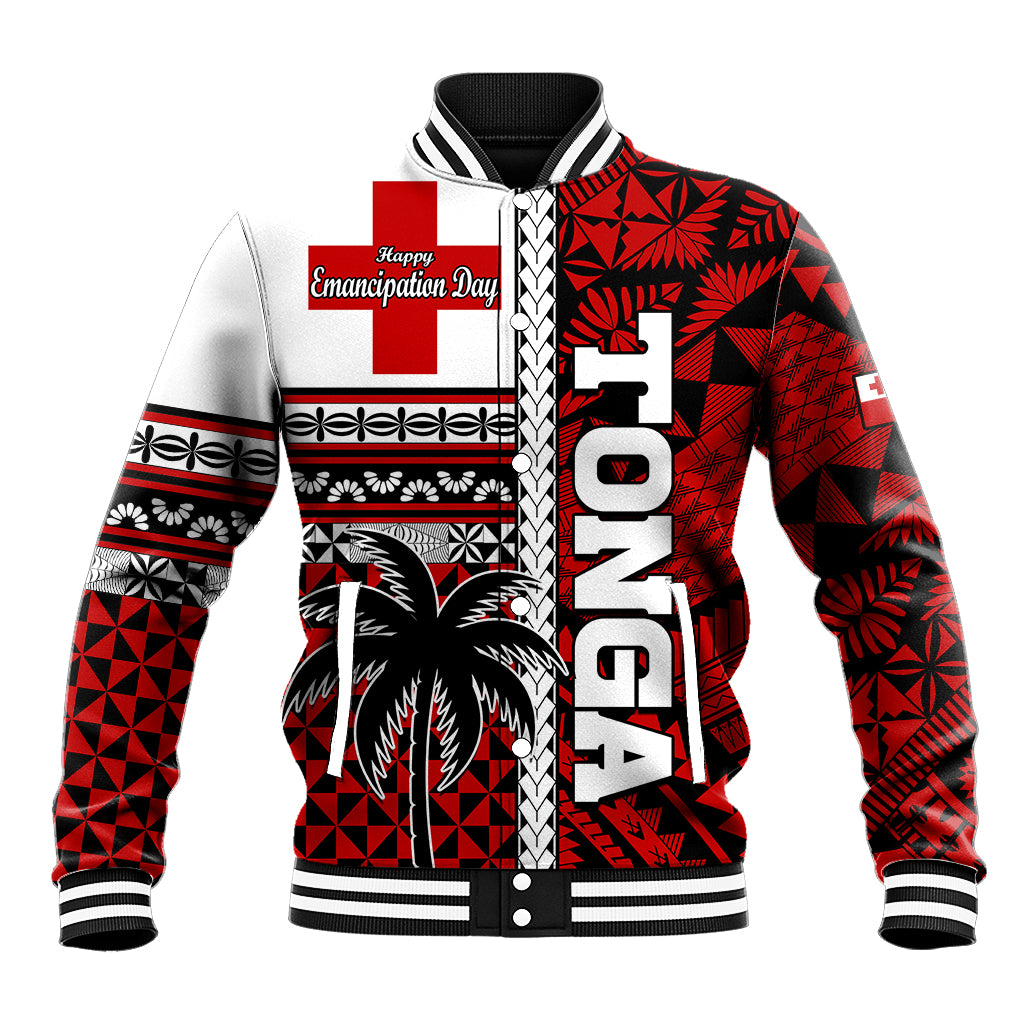 (Custom Personalised) Tonga Independence Day Baseball Jacket Proud Tongan Emancipation with Kupesi Ngatu LT9 Unisex Red - Polynesian Pride
