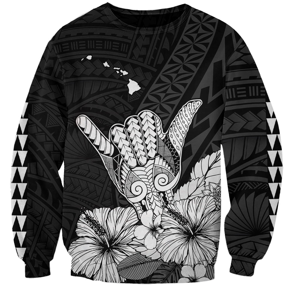 Hawaii Shaka Sign Sweatshirt Black Version LT9 Unisex Black - Polynesian Pride