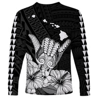 (Custom Personalised) Hawaii Shaka Sign Long Sleeve Shirt Black Version LT9 - Polynesian Pride