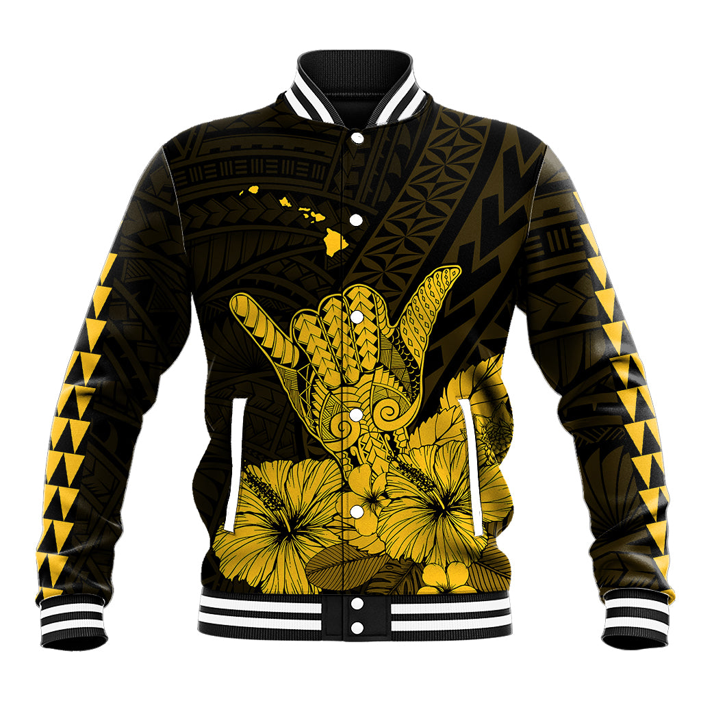 Hawaii Shaka Sign Baseball Jacket Gold Version LT9 Unisex Gold - Polynesian Pride