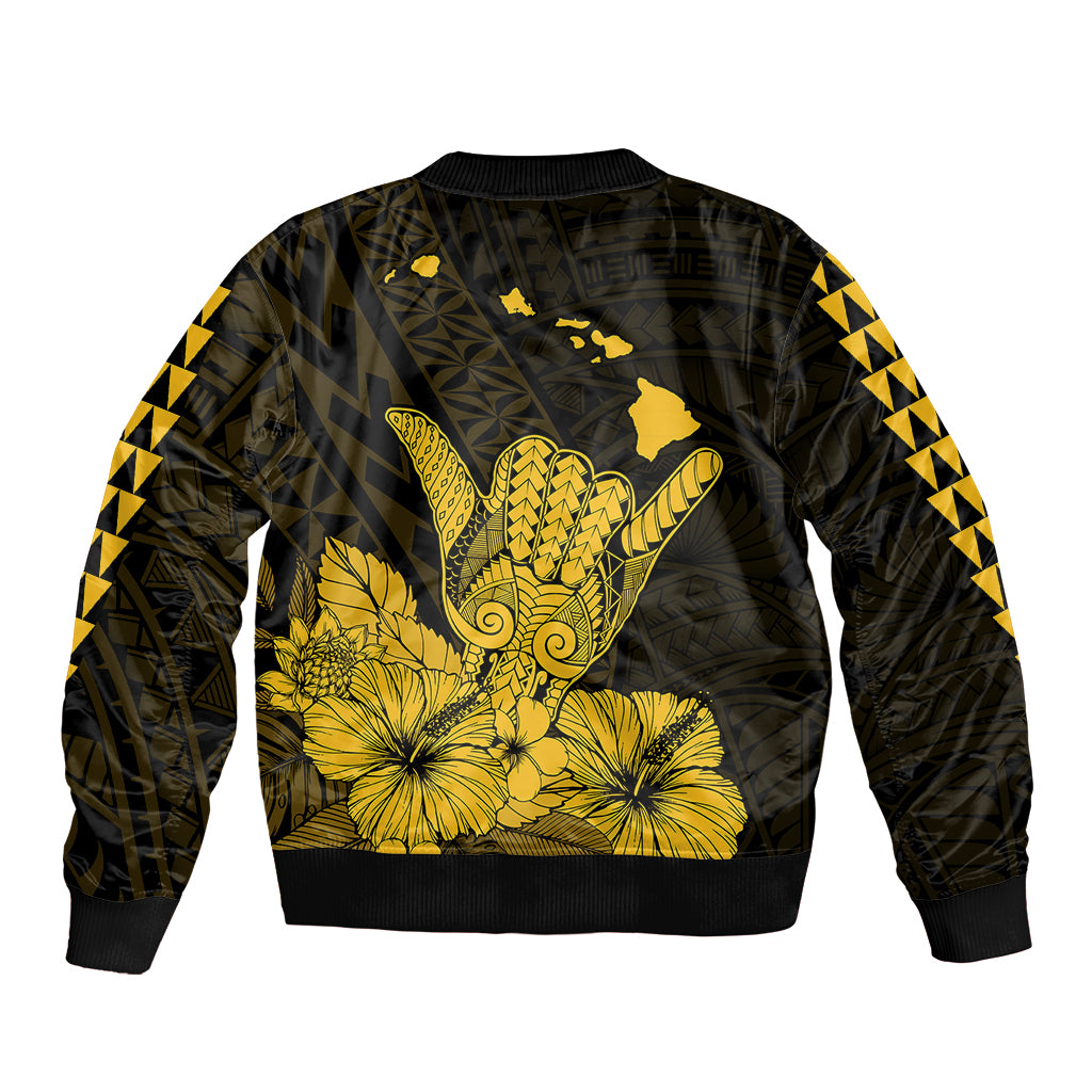 Hawaii Shaka Sign Bomber Jacket Gold Version LT9 - Polynesian Pride