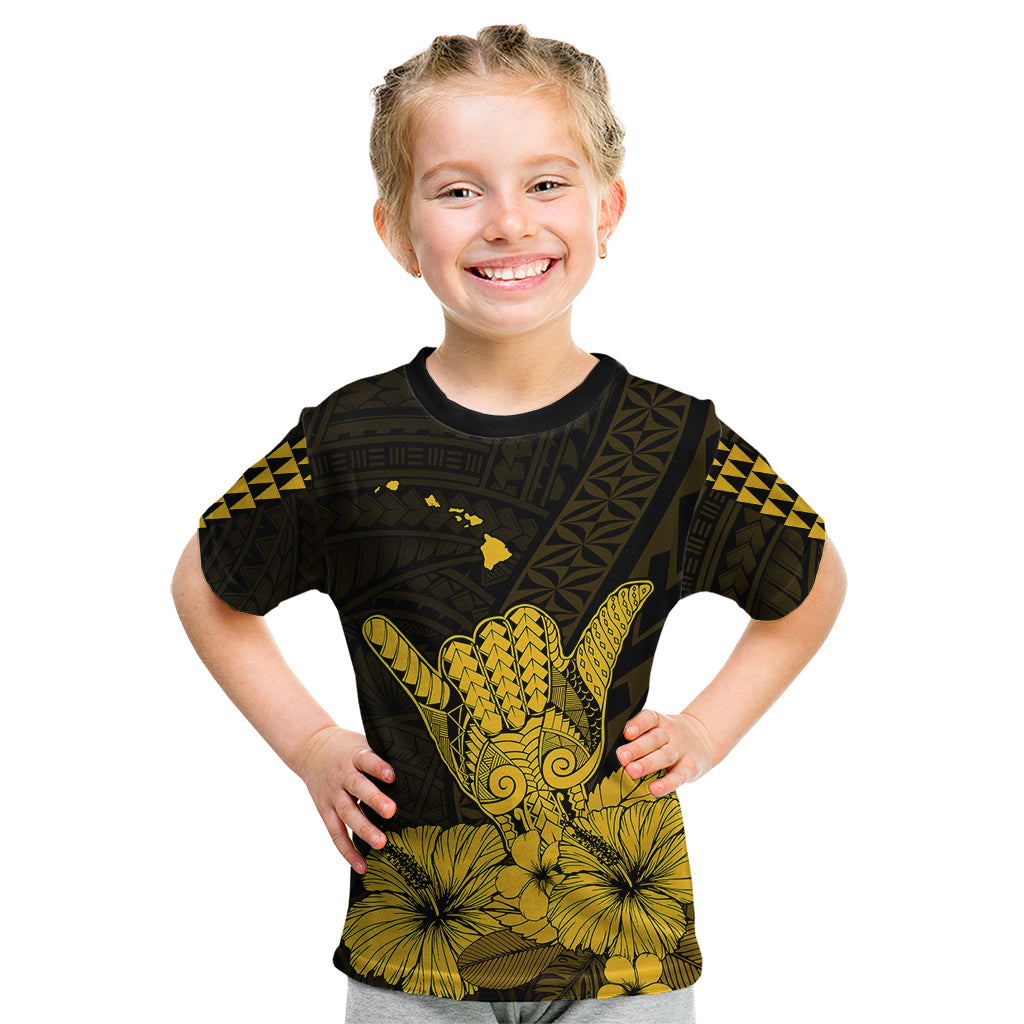 Hawaii Shaka Sign Kid T Shirt Gold Version LT9 - Polynesian Pride