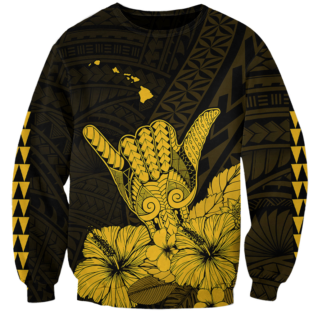 Hawaii Shaka Sign Sweatshirt Gold Version LT9 Unisex Gold - Polynesian Pride