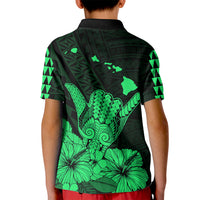 Hawaii Shaka Sign Kid Polo Shirt Green Version LT9 - Polynesian Pride