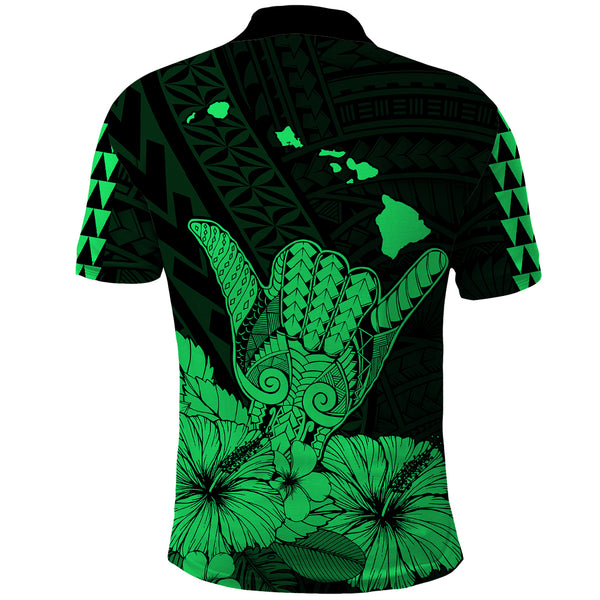 Hawaii Hammer Shark Polynesian Polo Shirt Unique Style Green LT8