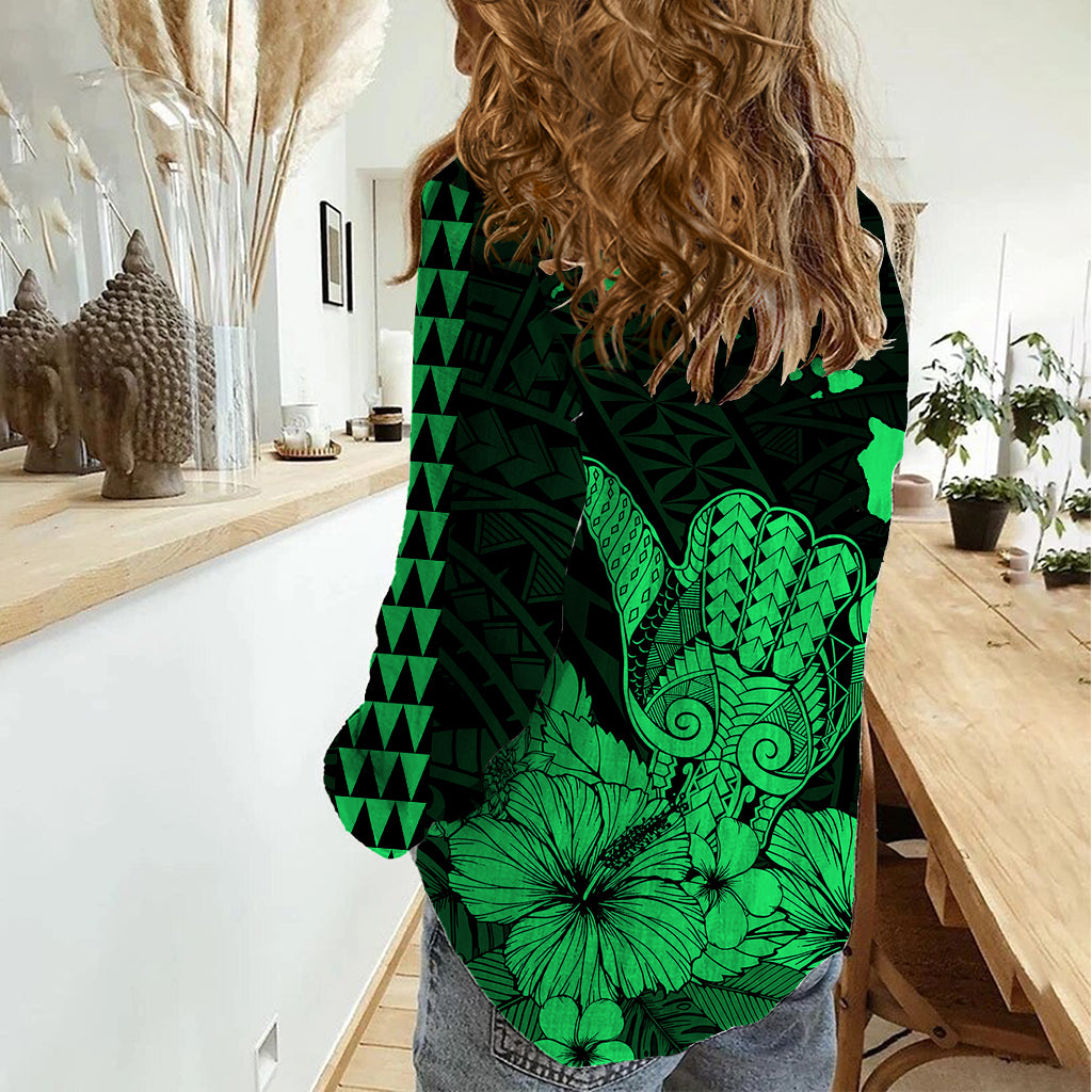 Hawaii Shaka Sign Women Casual Shirt Green Version LT9 - Polynesian Pride