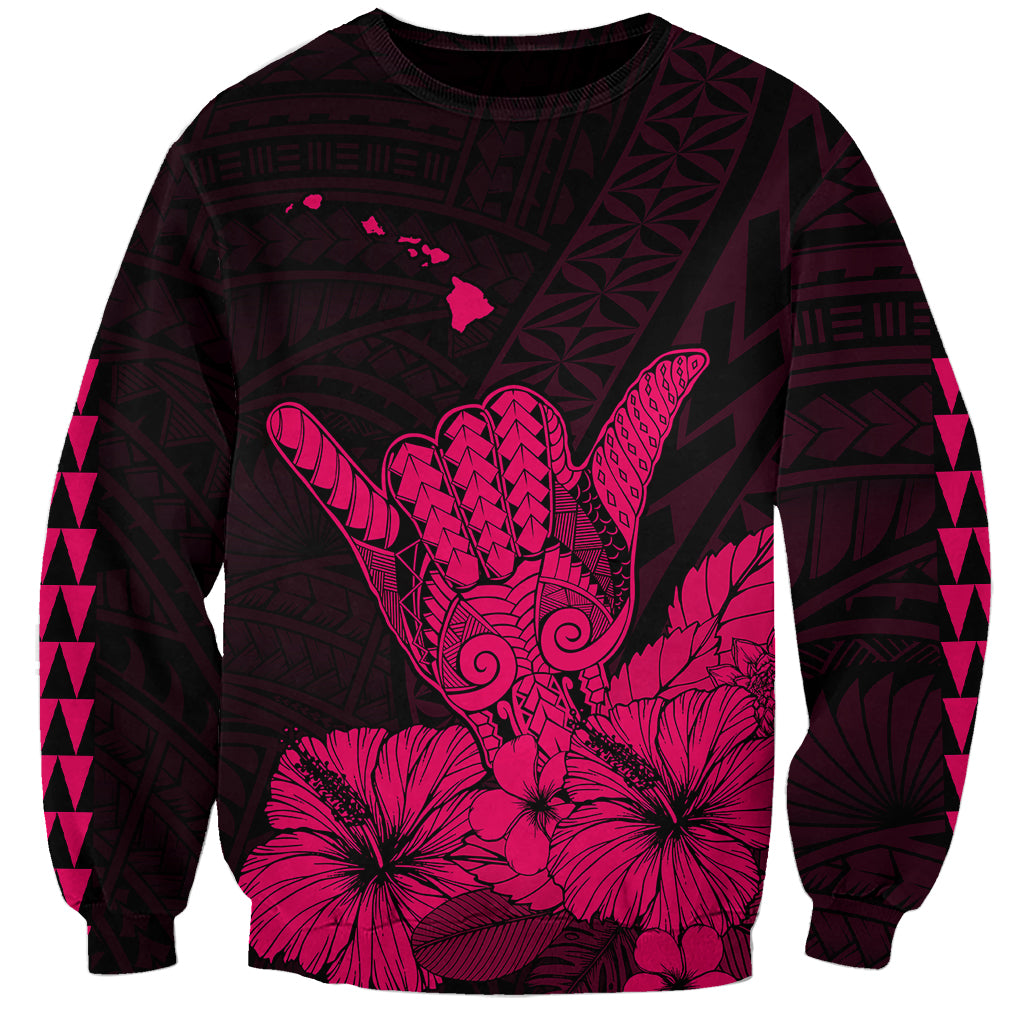 Hawaii Shaka Sign Sweatshirt Pink Version LT9 Unisex Pink - Polynesian Pride