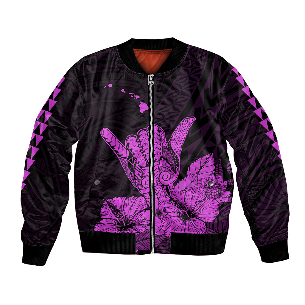 Hawaii Shaka Sign Bomber Jacket Purple Version LT9 Unisex Purple - Polynesian Pride