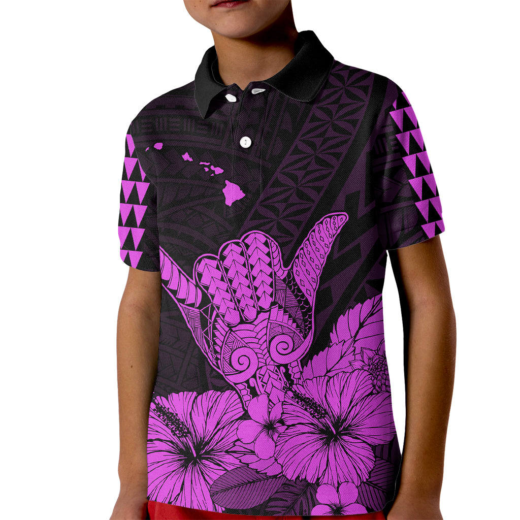 Hawaii Shaka Sign Kid Polo Shirt Purple Version LT9 Kid Purple - Polynesian Pride