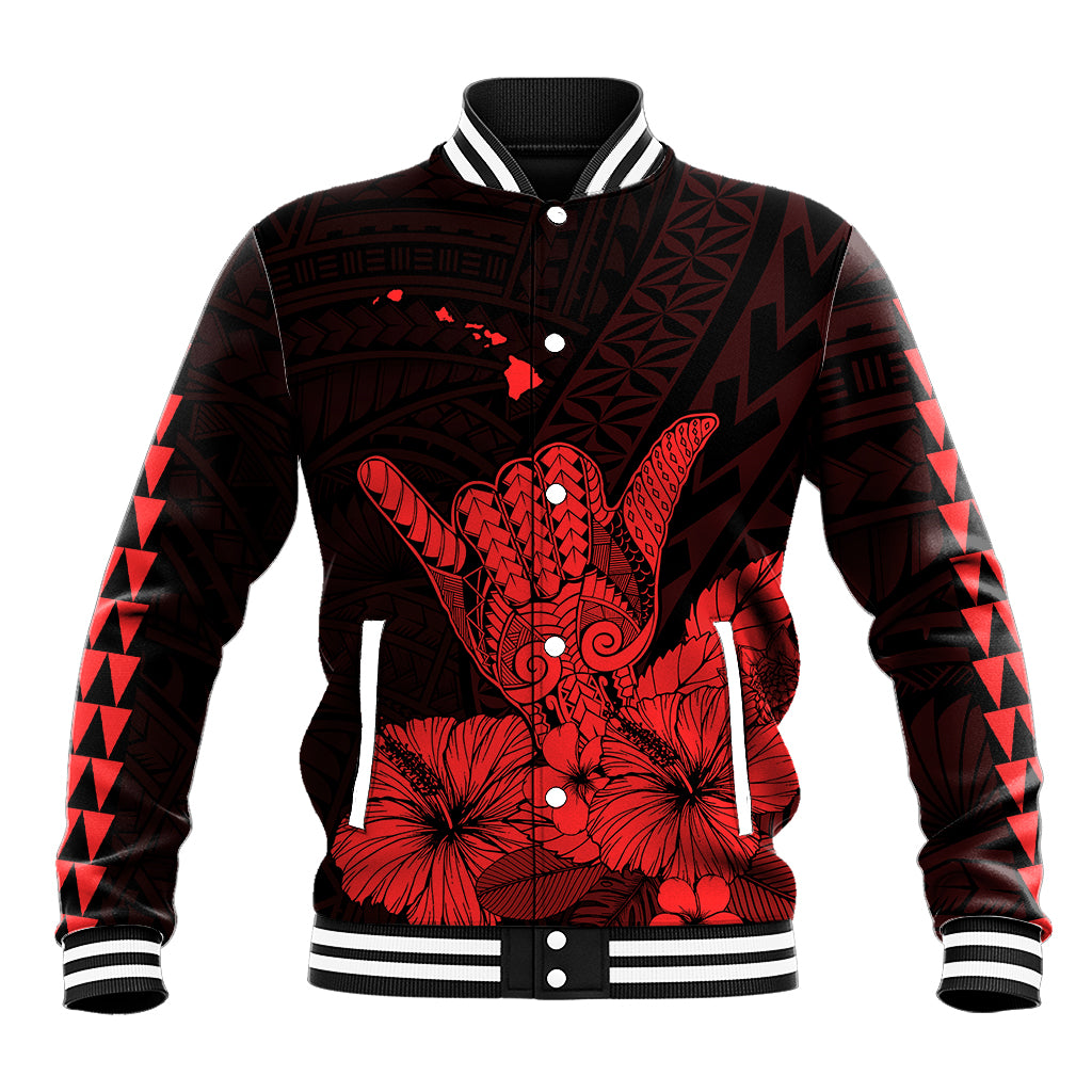 Hawaii Shaka Sign Baseball Jacket Red Version LT9 Unisex Red - Polynesian Pride