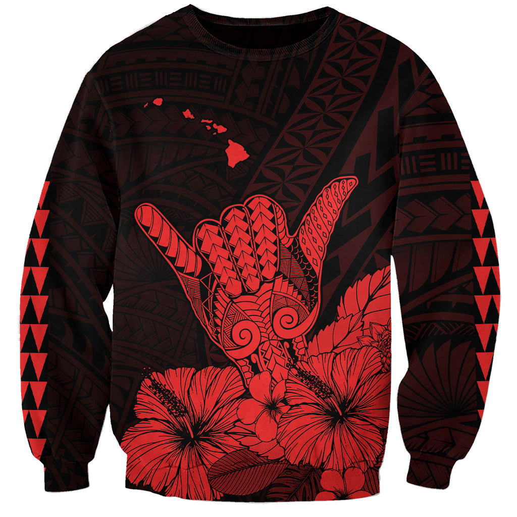 Hawaii Shaka Sign Sweatshirt Red Version LT9 Unisex Red - Polynesian Pride