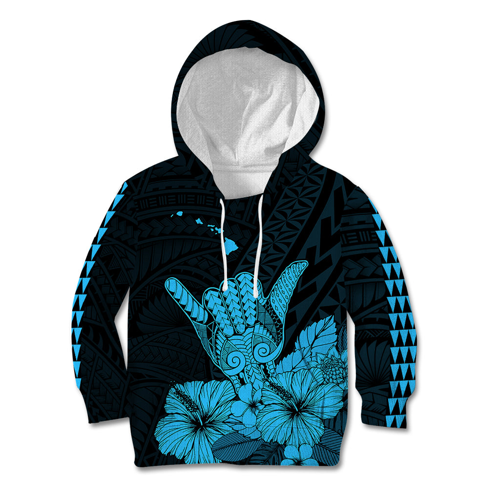 Hawaii Shaka Sign Kid Hoodie Blue Version LT9 Blue - Polynesian Pride