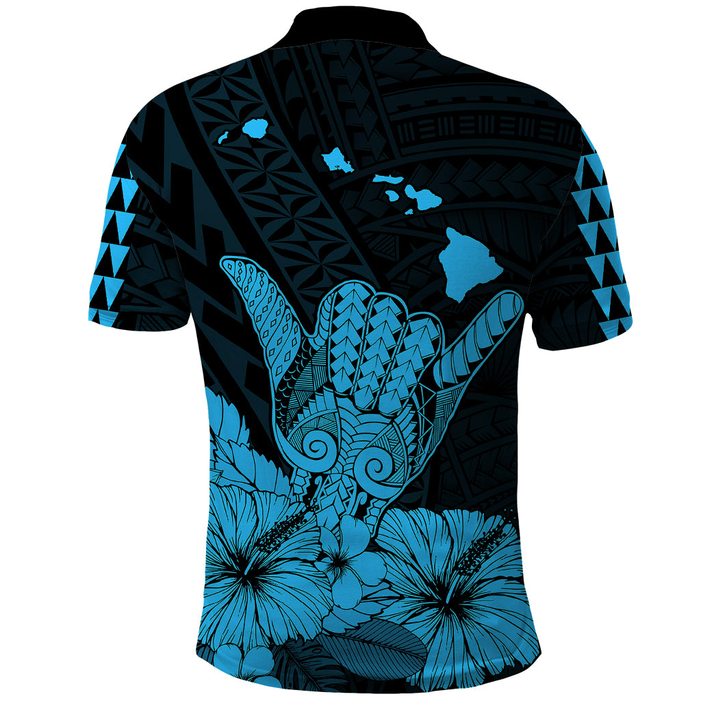 Hawaii Shaka Sign Polo Shirt Blue Version LT9 - Polynesian Pride