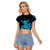 Hawaii Shaka Sign Raglan Cropped T Shirt Blue Version LT9 Female Blue - Polynesian Pride