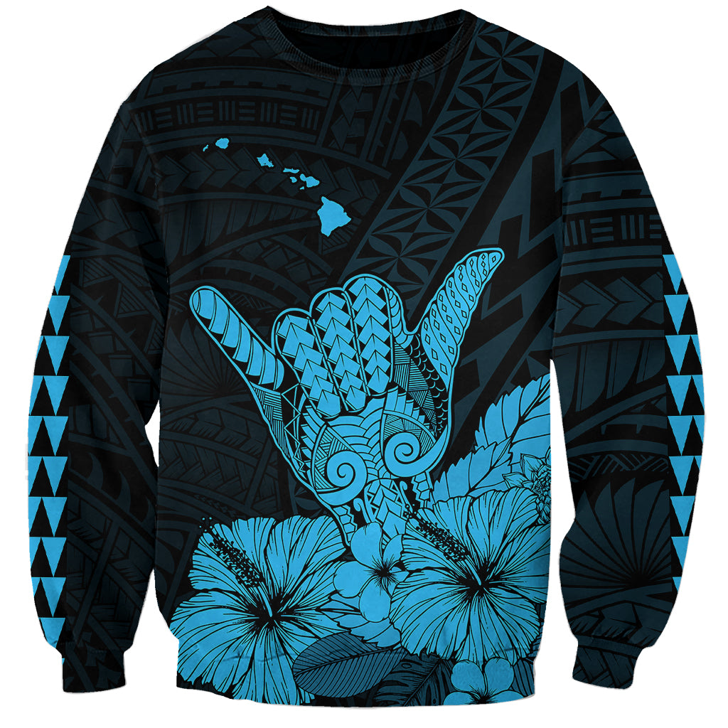 Hawaii Shaka Sign Sweatshirt Blue Version LT9 Unisex Blue - Polynesian Pride
