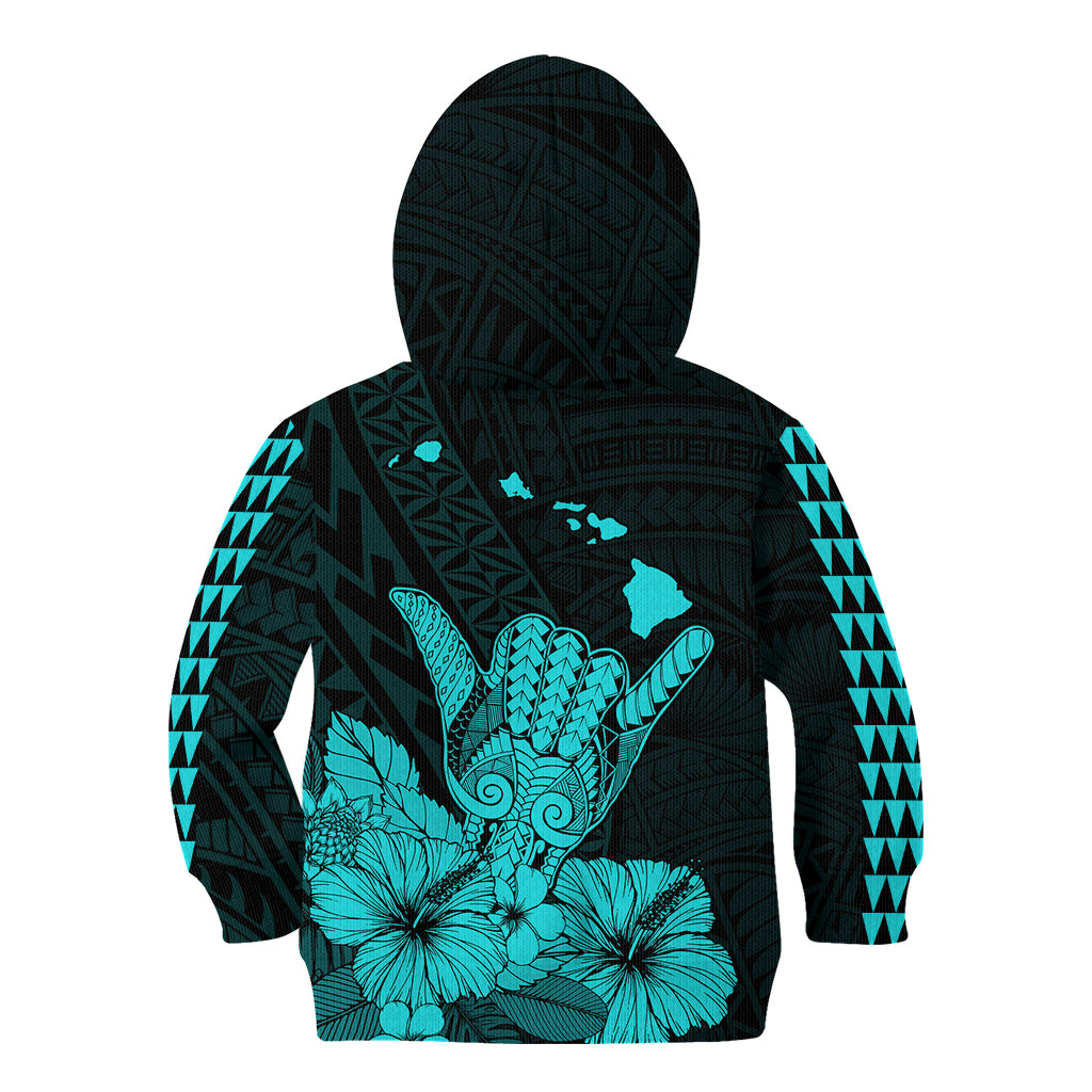 Hawaii Shaka Sign Kid Hoodie Turquoise Version LT9 - Polynesian Pride