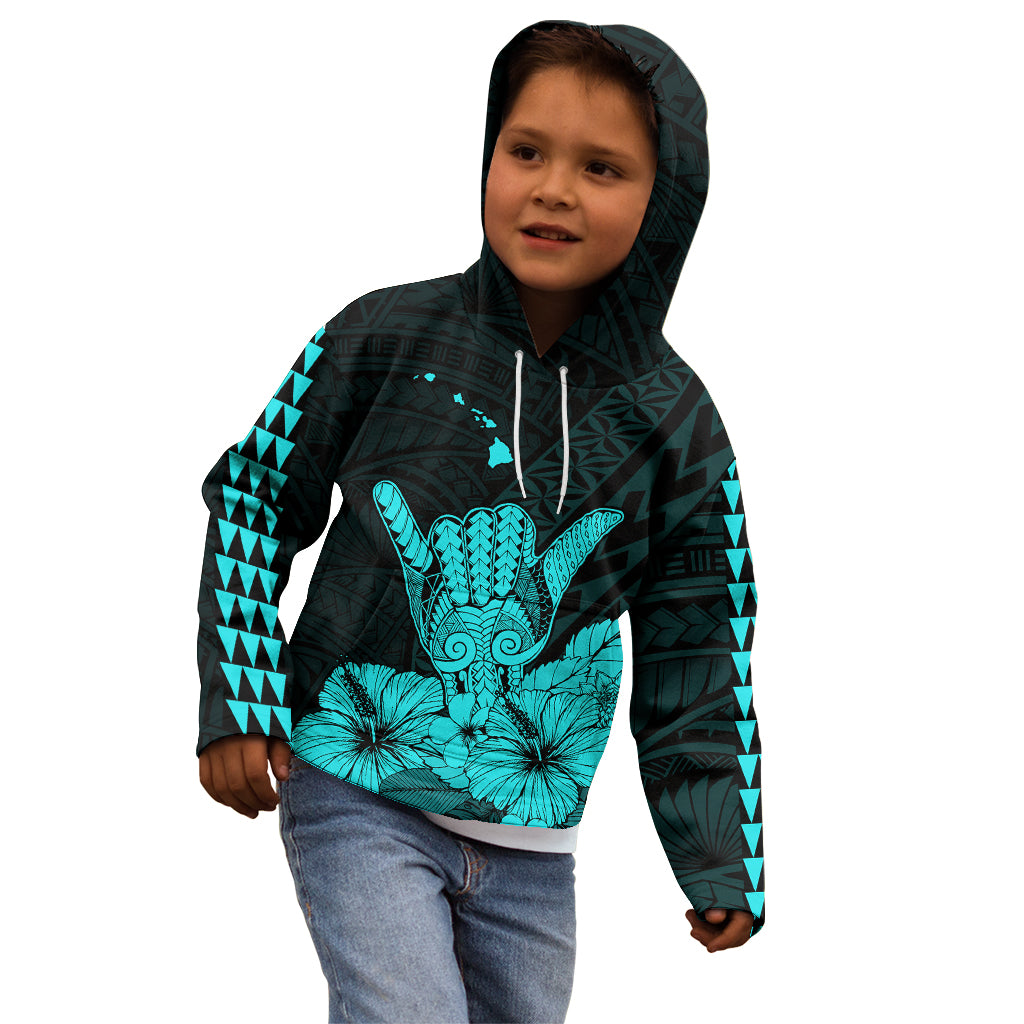 Hawaii Shaka Sign Kid Hoodie Turquoise Version LT9 - Polynesian Pride