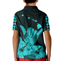 Hawaii Shaka Sign Kid Polo Shirt Turquoise Version LT9 - Polynesian Pride