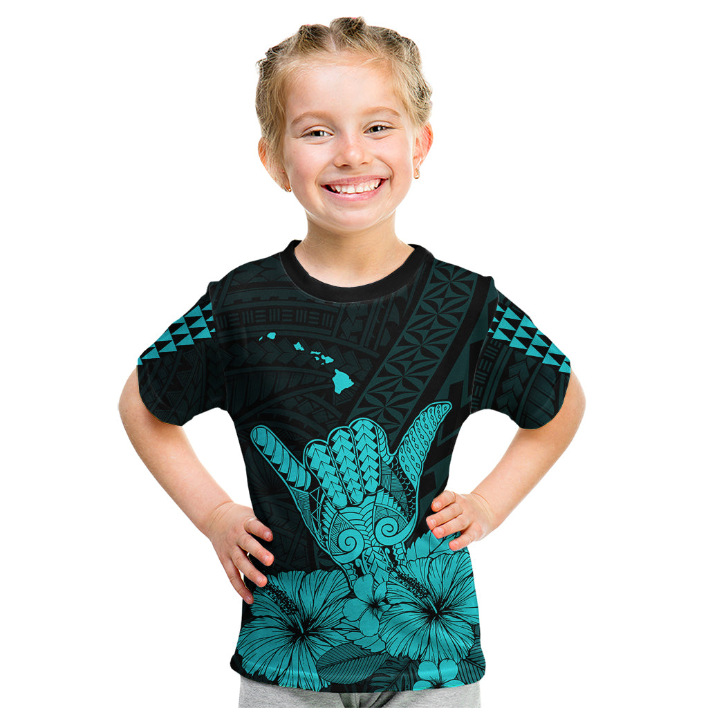 Hawaii Shaka Sign Kid T Shirt Turquoise Version LT9 - Polynesian Pride