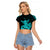 Hawaii Shaka Sign Raglan Cropped T Shirt Turquoise Version LT9 Female Turquoise - Polynesian Pride