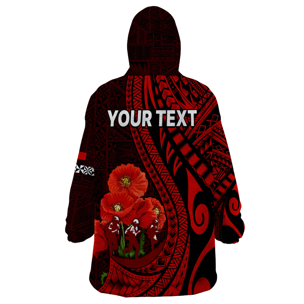 (Custom Personalised) Tonga ANZAC Day Wearable Blanket Hoodie Lest We Forget Red Version LT9 - Polynesian Pride