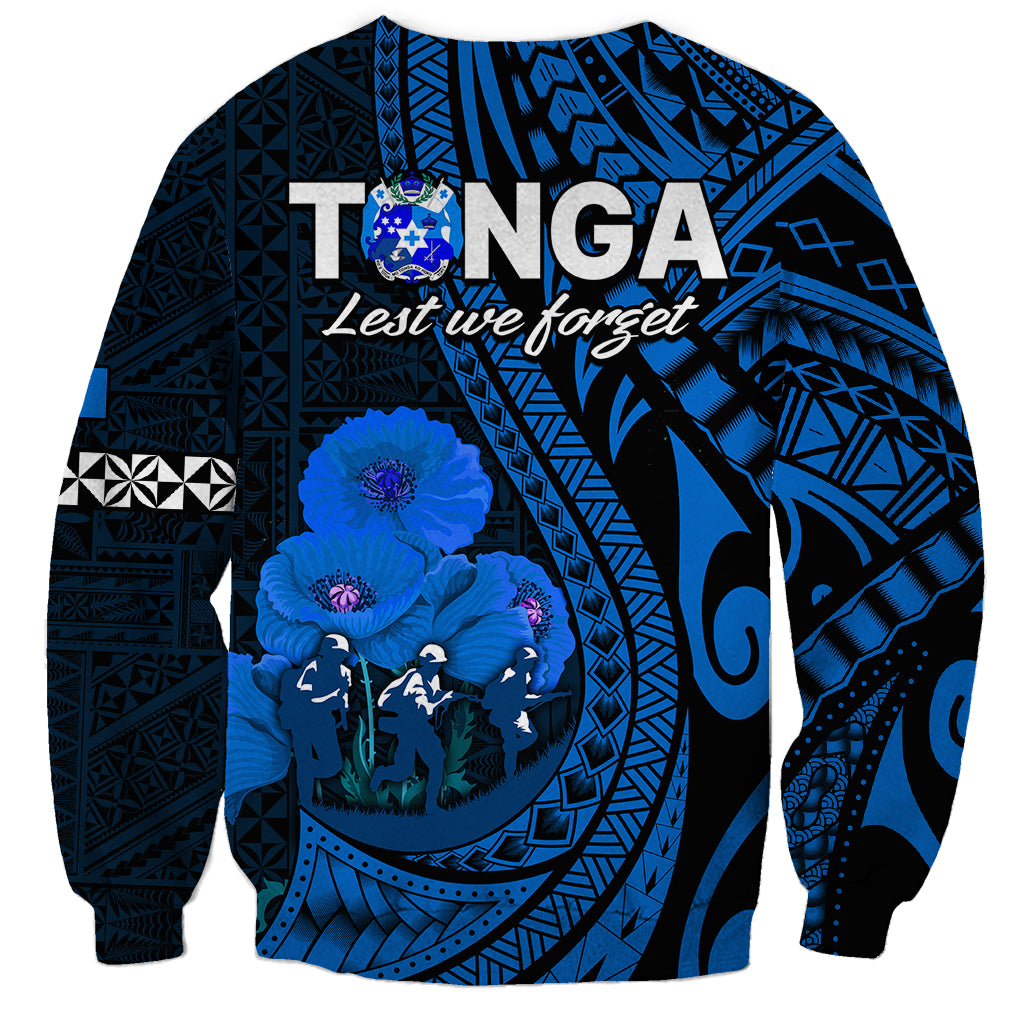 Tonga ANZAC Day Sweatshirt Lest We Forget Blue Version LT9 - Polynesian Pride