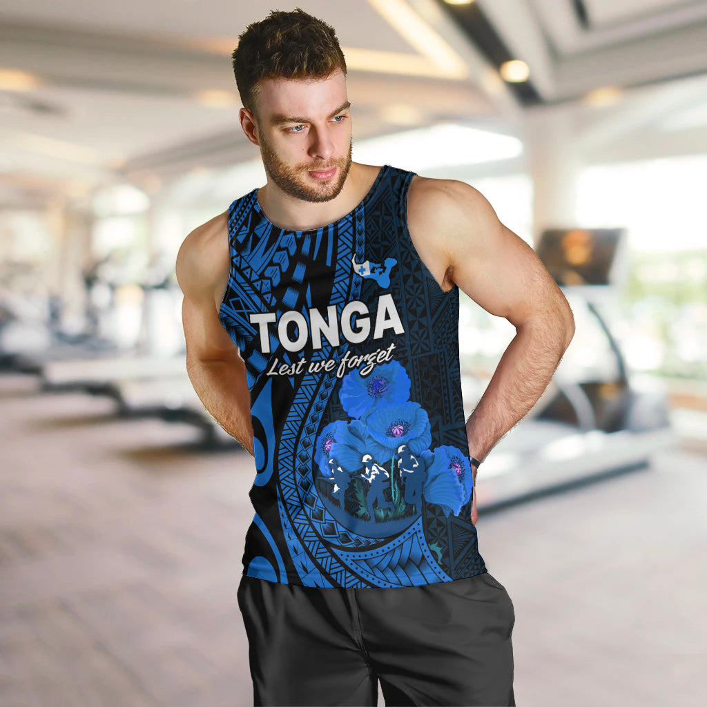 (Custom Personalised) Tonga ANZAC Day Men Tank Top Lest We Forget Blue Version LT9 - Polynesian Pride