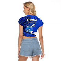 Tonga Emancipation Day Raglan Cropped T Shirt Happy 53rd Independence Anniversary Blue Version LT9 - Polynesian Pride