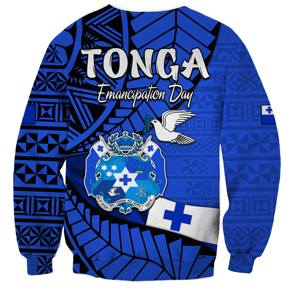 Tonga Emancipation Day Sweatshirt Happy 53rd Independence Anniversary Blue Version LT9 - Polynesian Pride