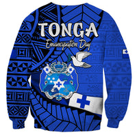 Tonga Emancipation Day Sweatshirt Happy 53rd Independence Anniversary Blue Version LT9 - Polynesian Pride