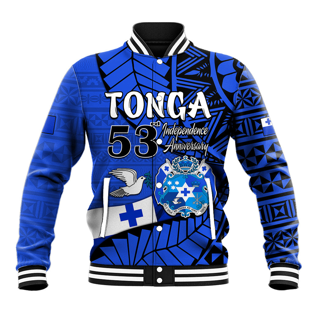 (Custom Personalised) Tonga Emancipation Day Baseball Jacket Happy 53rd Independence Anniversary Blue Version LT9 Unisex Blue - Polynesian Pride