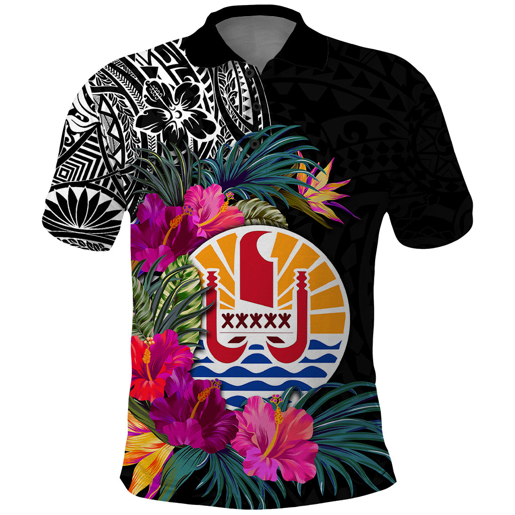 Tahiti Island Polo Shirt French Polynesian Tropical LT9 Black - Polynesian Pride